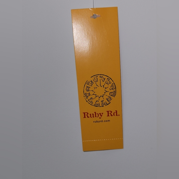 New Ruby Rd. Blue Geometric 3/4 Sleeve Keyhole Blouse Shirt Top Sz. L - Picture 2 of 5